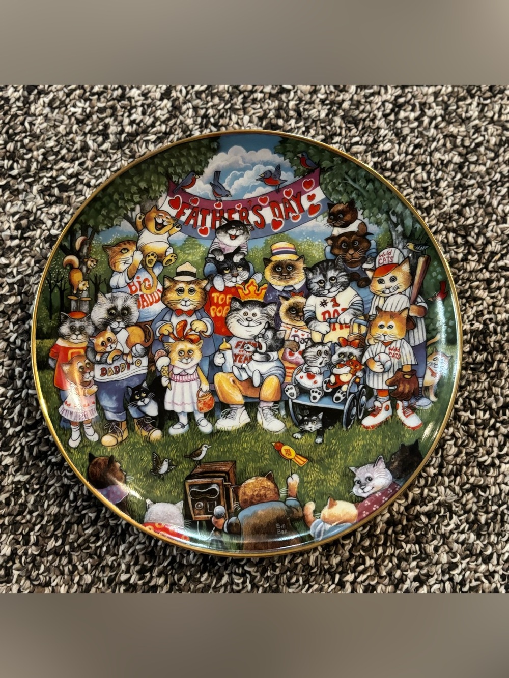 "Purrfect Pops" Collectible Plate - Bill Bell's Holiday Cats Plate - Father's Da
